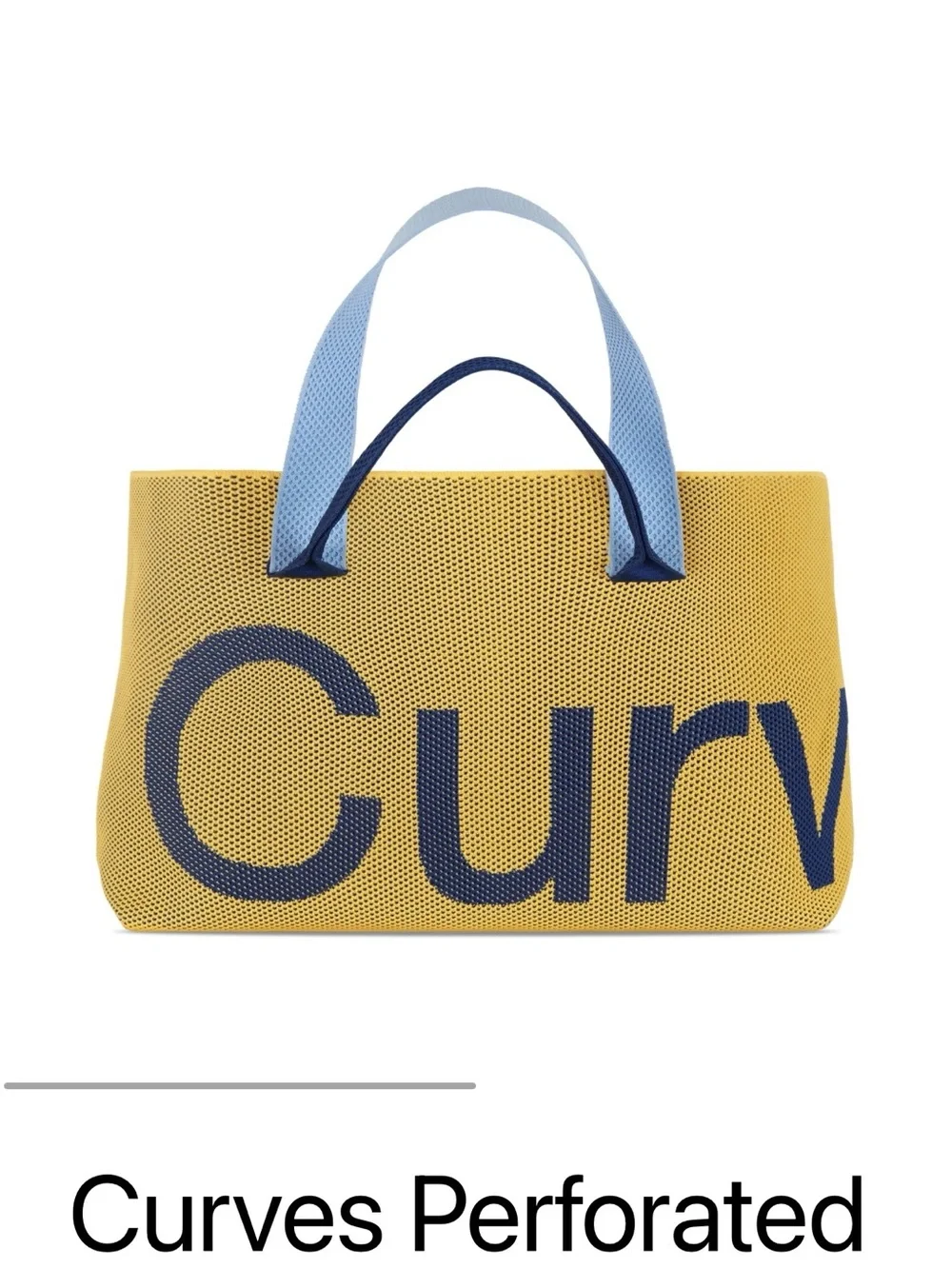 Curves Perforated Yellow Tote with Blue Accents